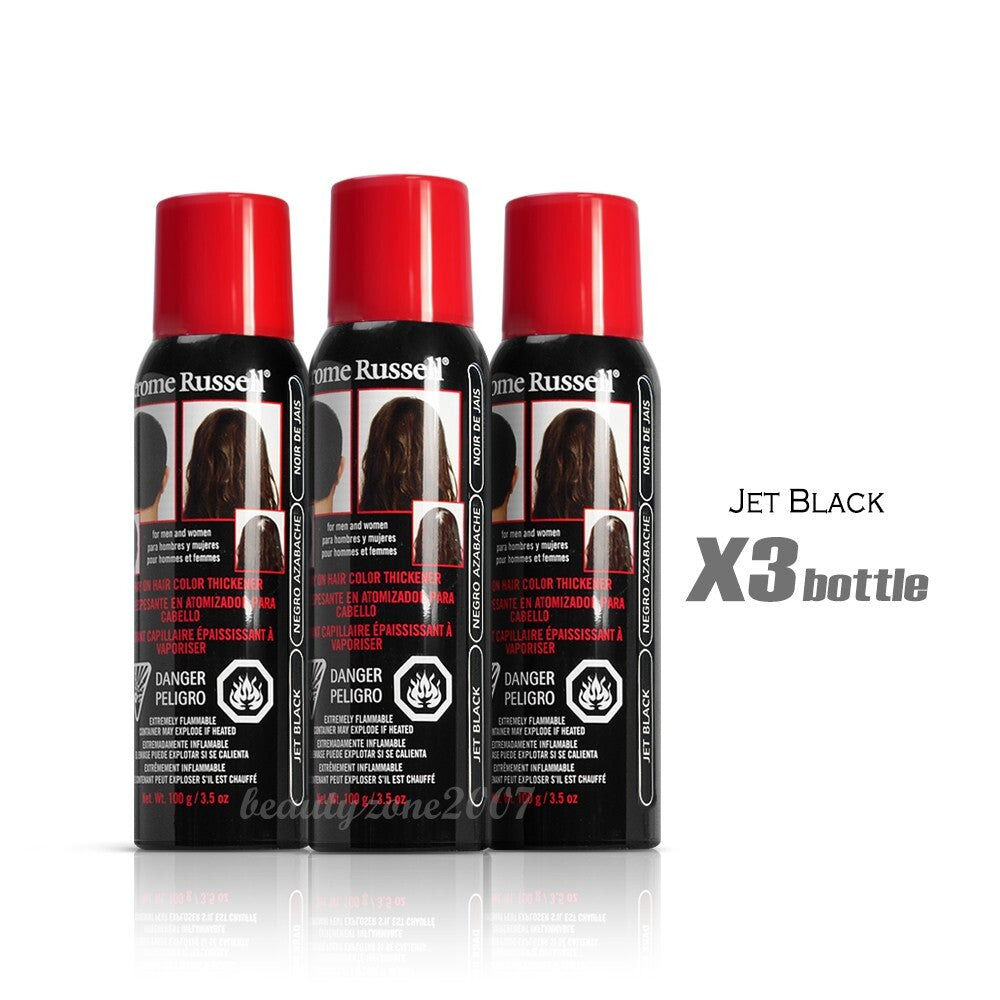 Spray on Hair Color Thickener Jet Black 3.5 oz (3 Pack)