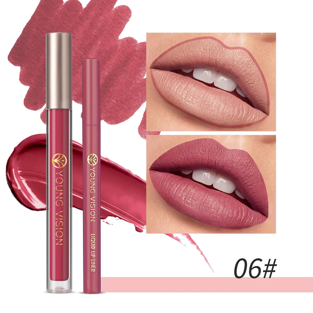 Waterproof Non-Stick Lip Gloss & Lip Liner Set - Moisturizing & Easy to Apply