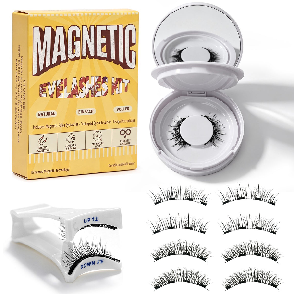 Magnetic Reusable Lash Kit – Natural Glam Eye Makeup Set with Eyelash Tools