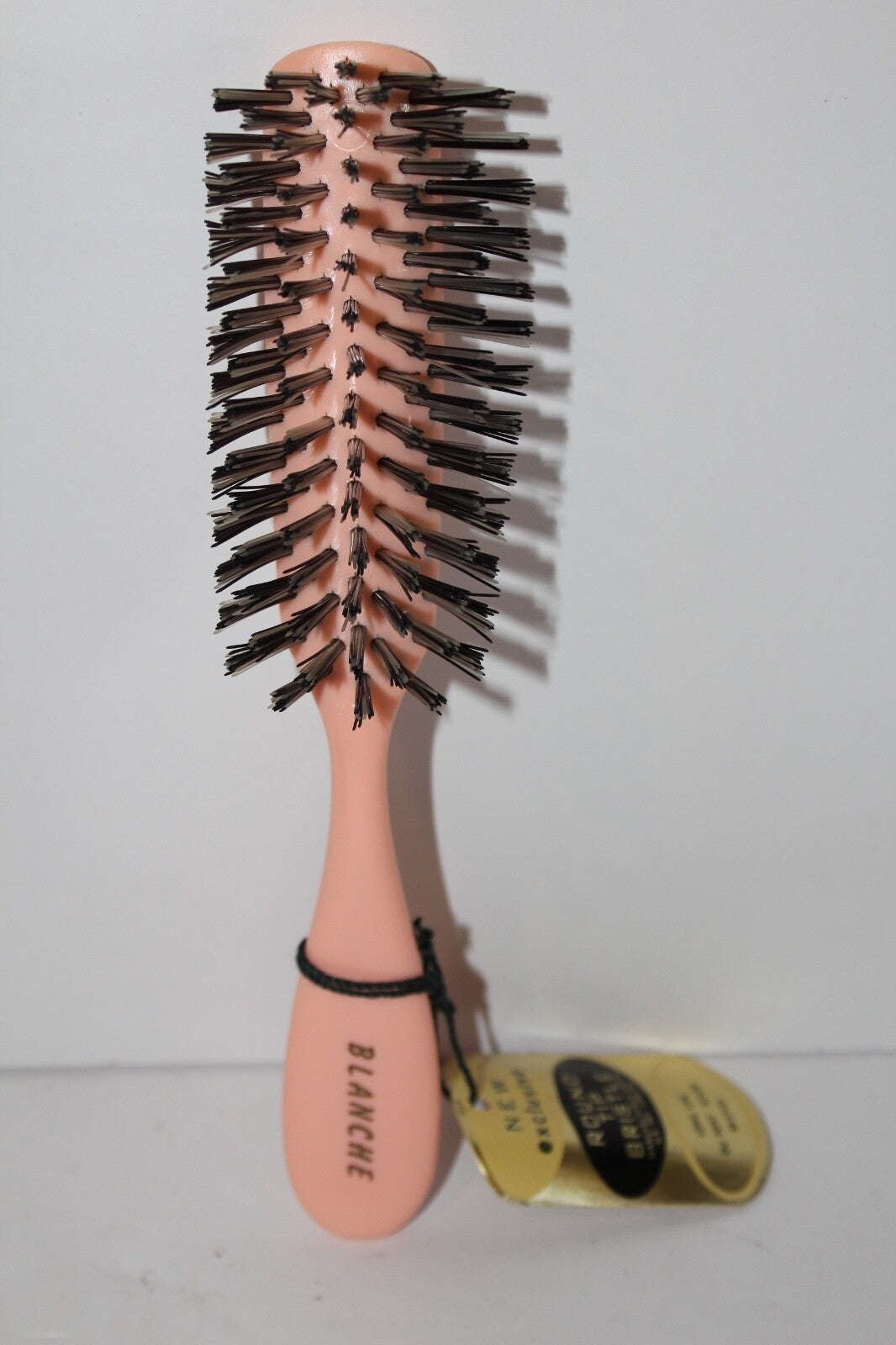 Vintage Round Bristle Hair Brush with Nylon Tips - 7.5" Pink