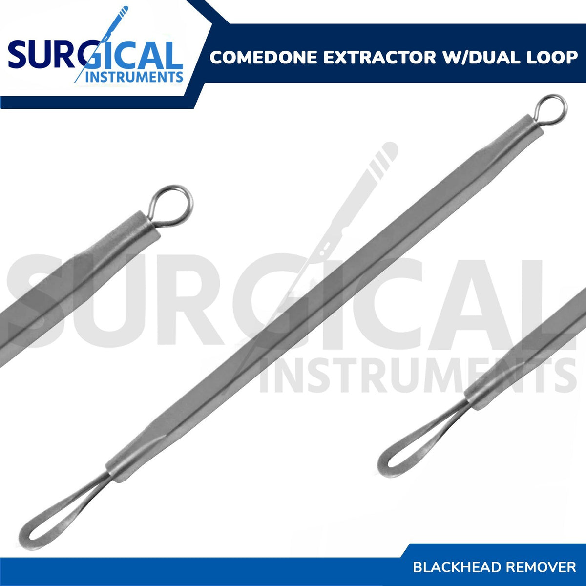 Comedone Extractor Blackhead Remover Acne Blemish Tool Kit - 3 Pcs Stainless Steel Set