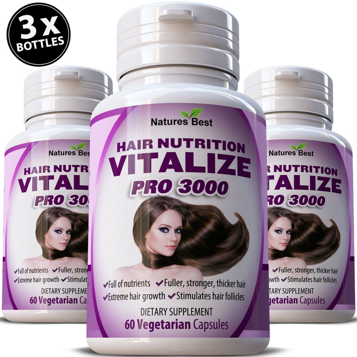3 PACK Hair Nutrition Health Anti Loss DHT Blocker Stimulate Support