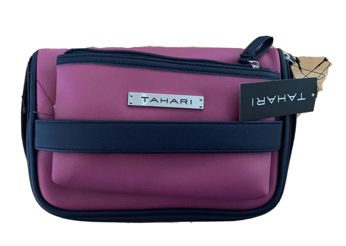 Travel Cosmetic Bags Set - 2-Piece Carry-On Organizer in Pink & Navy