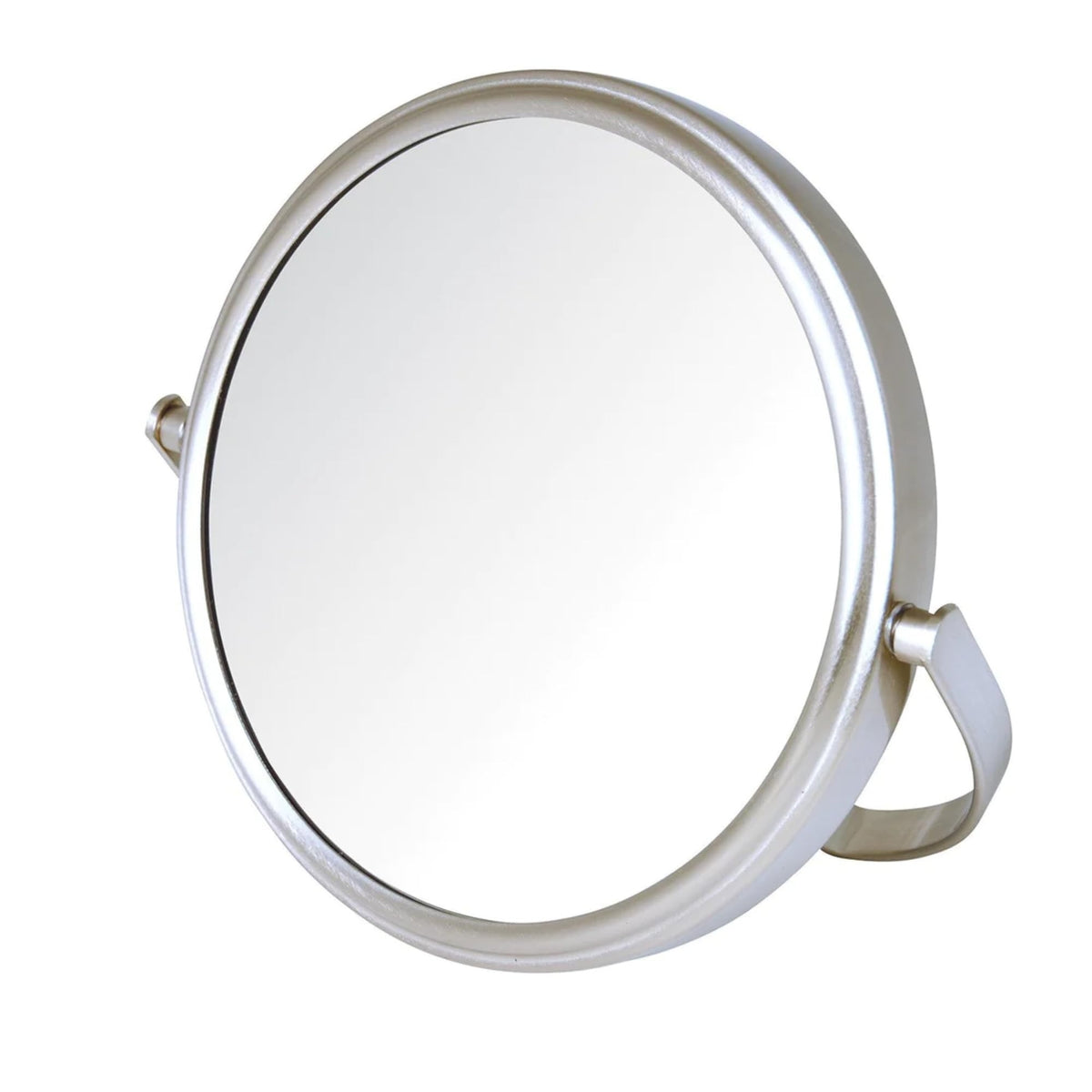 Two-Sided Tabletop Makeup Mirror with 5X Magnification - Swivel Design, Nickel Finish