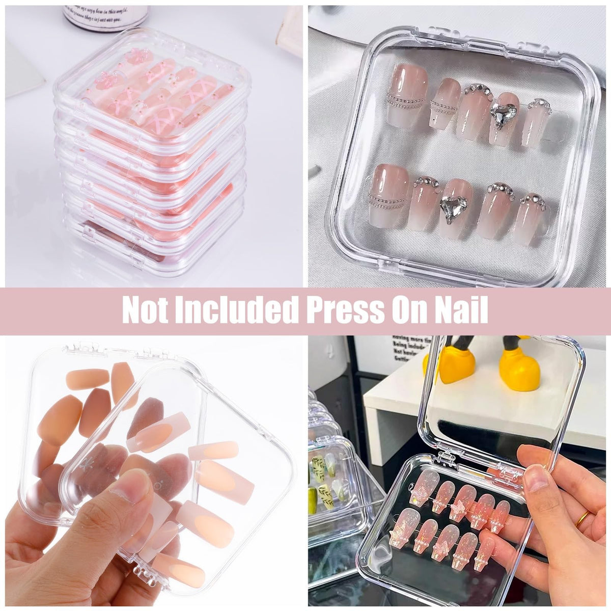 36 Pcs Clear Nail Storage Box Organizer with Double-Sided Tape - Acrylic Display Case