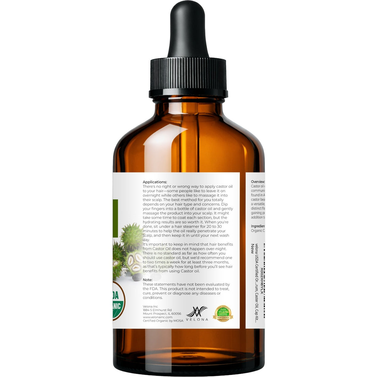Organic Castor Oil for Hair & Skin - 2 Fl Oz to 1 Gallon, USDA Certified