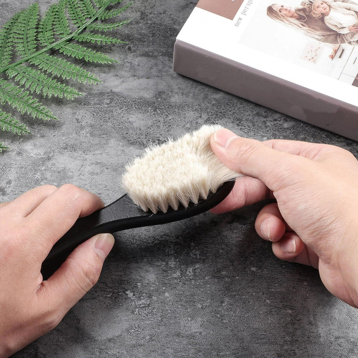 Men's Beard Brush Set - Soft Wool Bristle Beard Grooming Tools