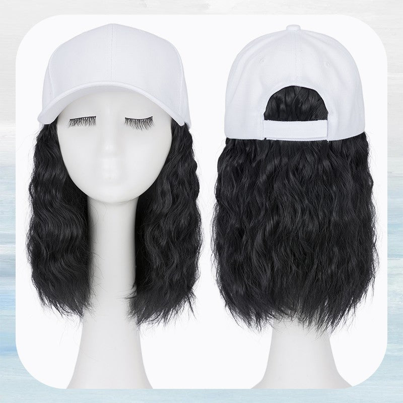 Baseball Cap with Hair Extensions - Wavy & Straight Human-Like Hairpiece