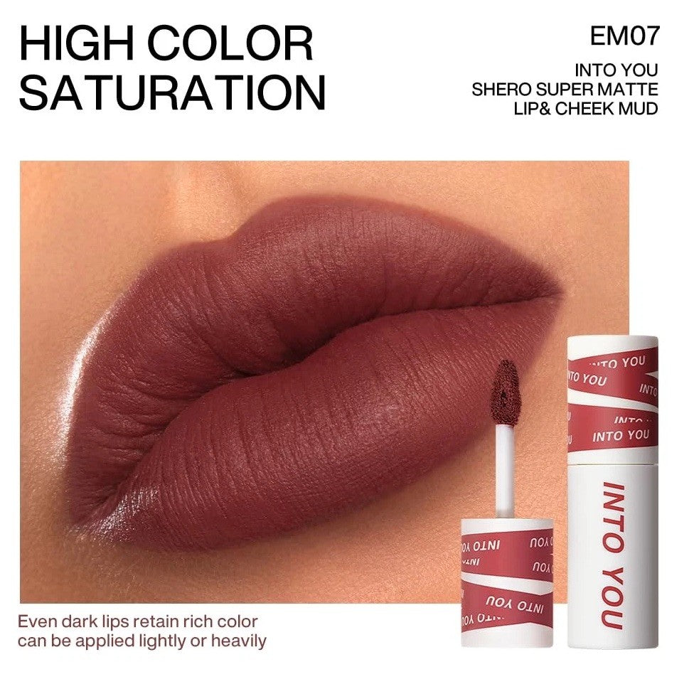 Into You Matte Lipstick & Cheek Mud – Multi-Purpose Lip & Cheek Stain EM07