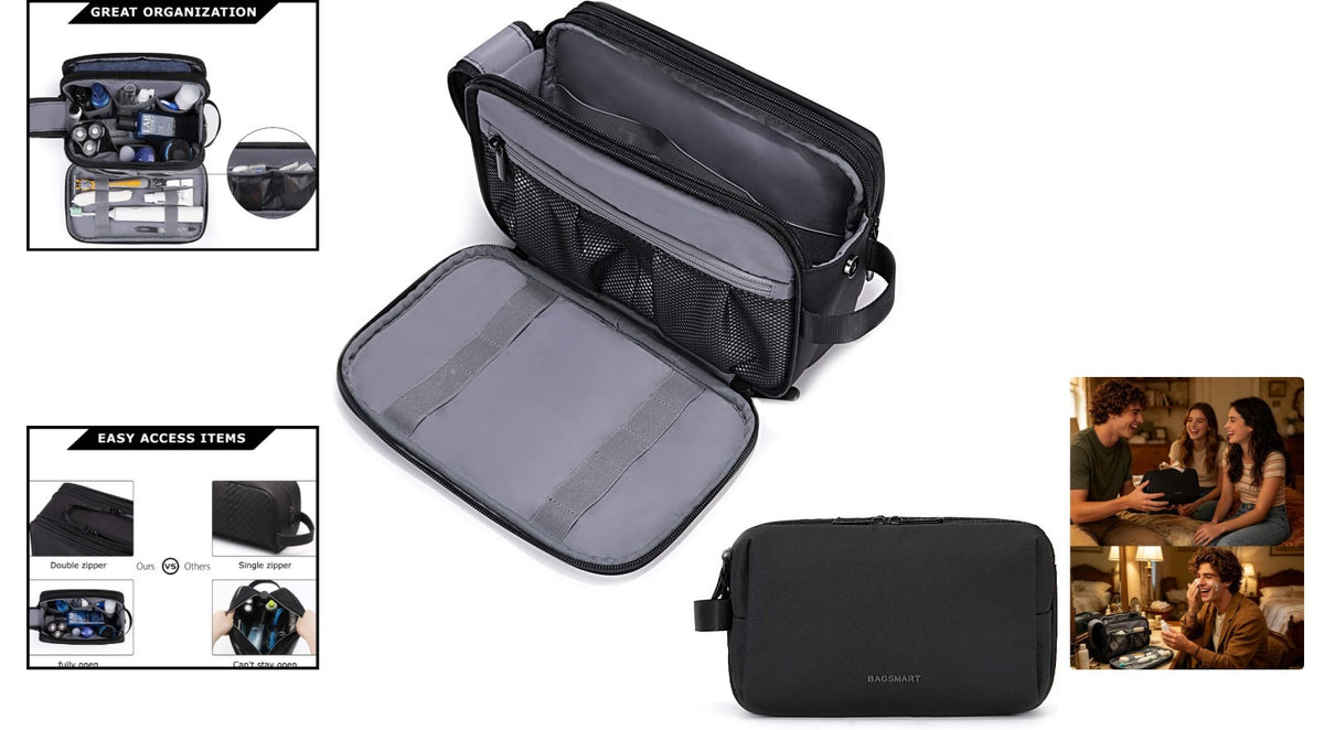 Men's Water-Resistant Travel Toiletry Bag Medium Size Organizer