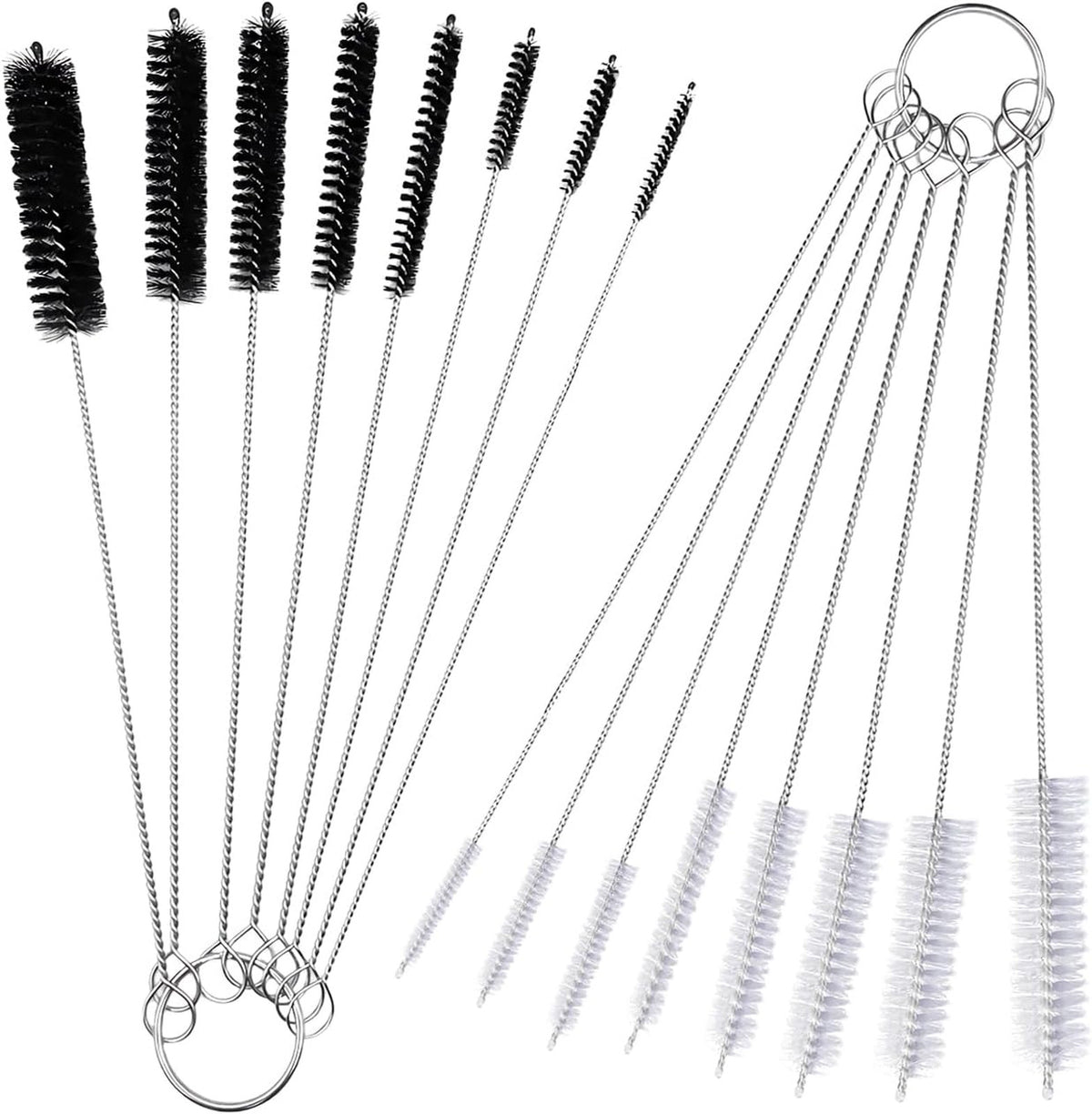 Stainless Steel & Nylon Tube Cleaning Brushes Set - 8 Sizes for Pipes, Bottles, & Auto Parts