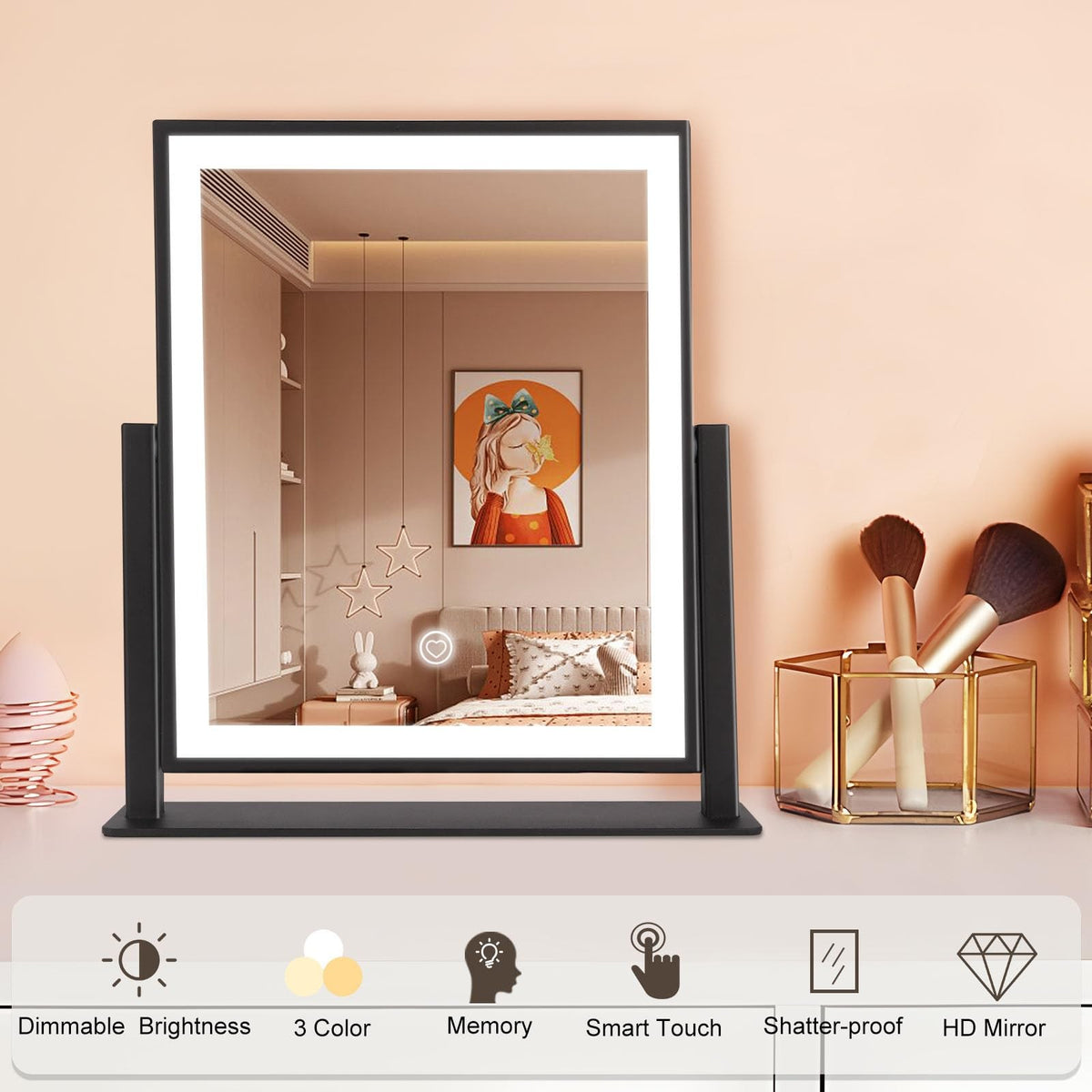 11 Inch Dimmable LED Vanity Mirror with Lights and 3 Lighting Modes