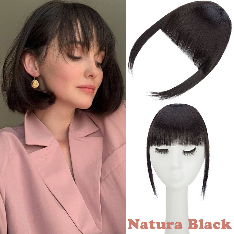 Clip-In Hair Bangs Extensions - Wispy, Natural, 9-inch Styles