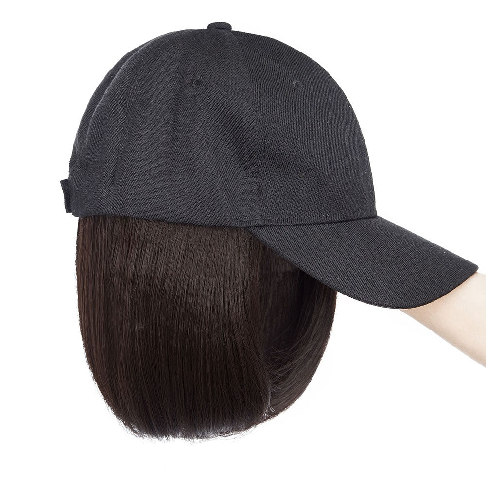 Instant Style 6-Inch Straight Cap Wig with Adjustable Baseball Hat - Synthetic Hair