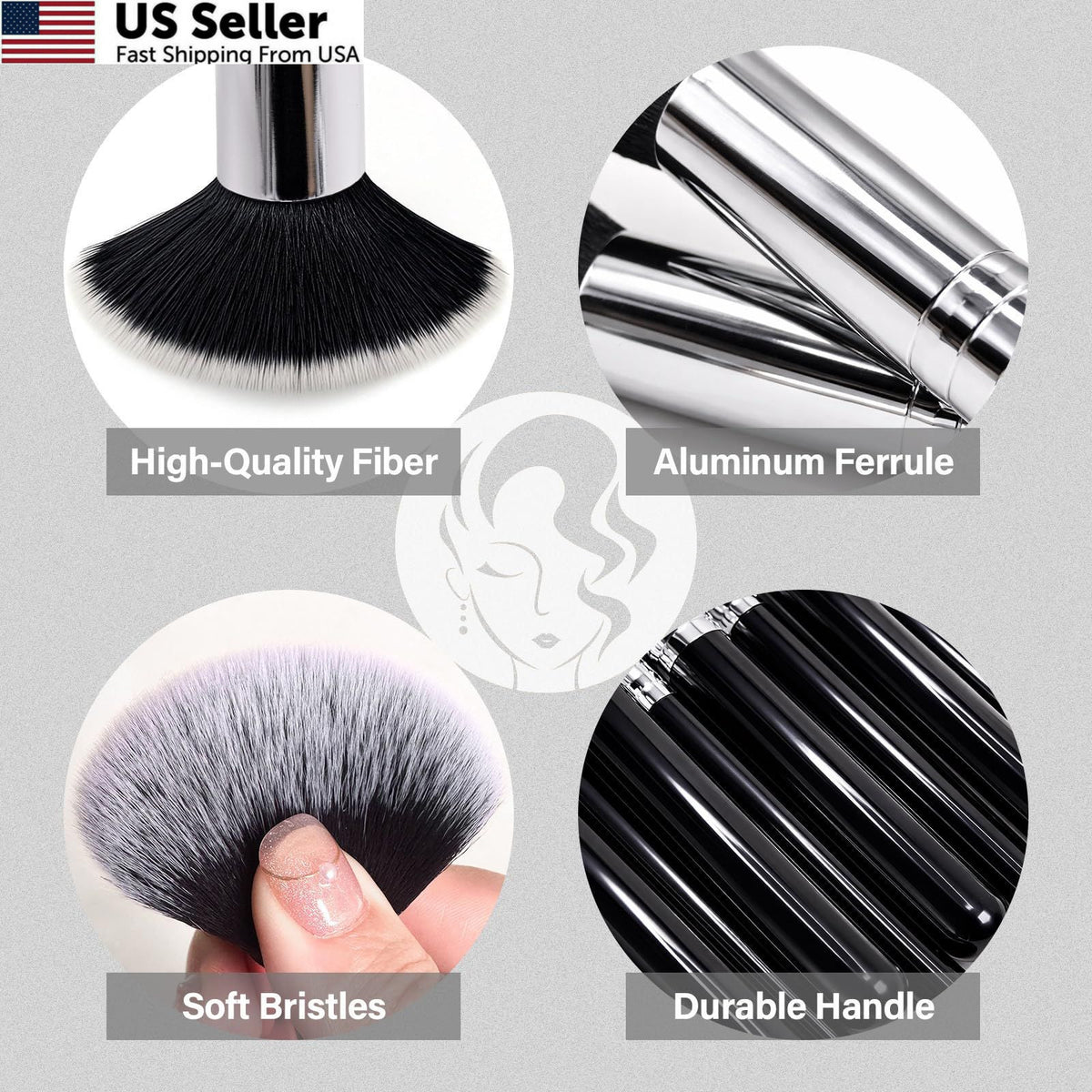 Professional 25-Piece Makeup Brush Set with Sponges and Puff - Black