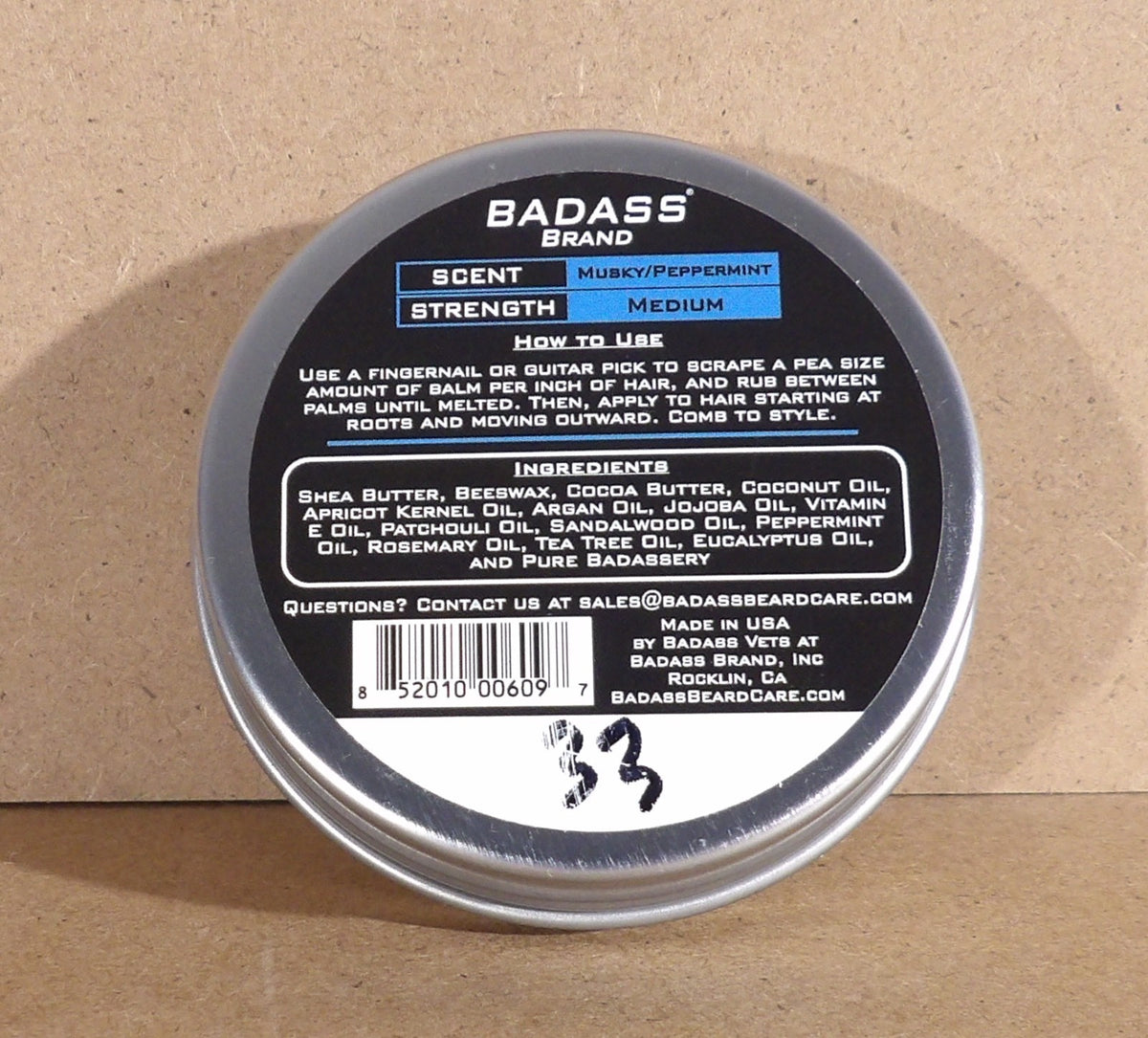 Beard Balm The Biker 2oz - Musky Peppermint Scent, Grooming & Styling