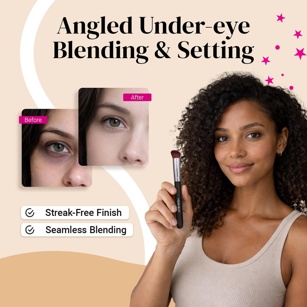 Angled Under Eye & Nose Contour Concealer Brush - Synthetic, Vegan