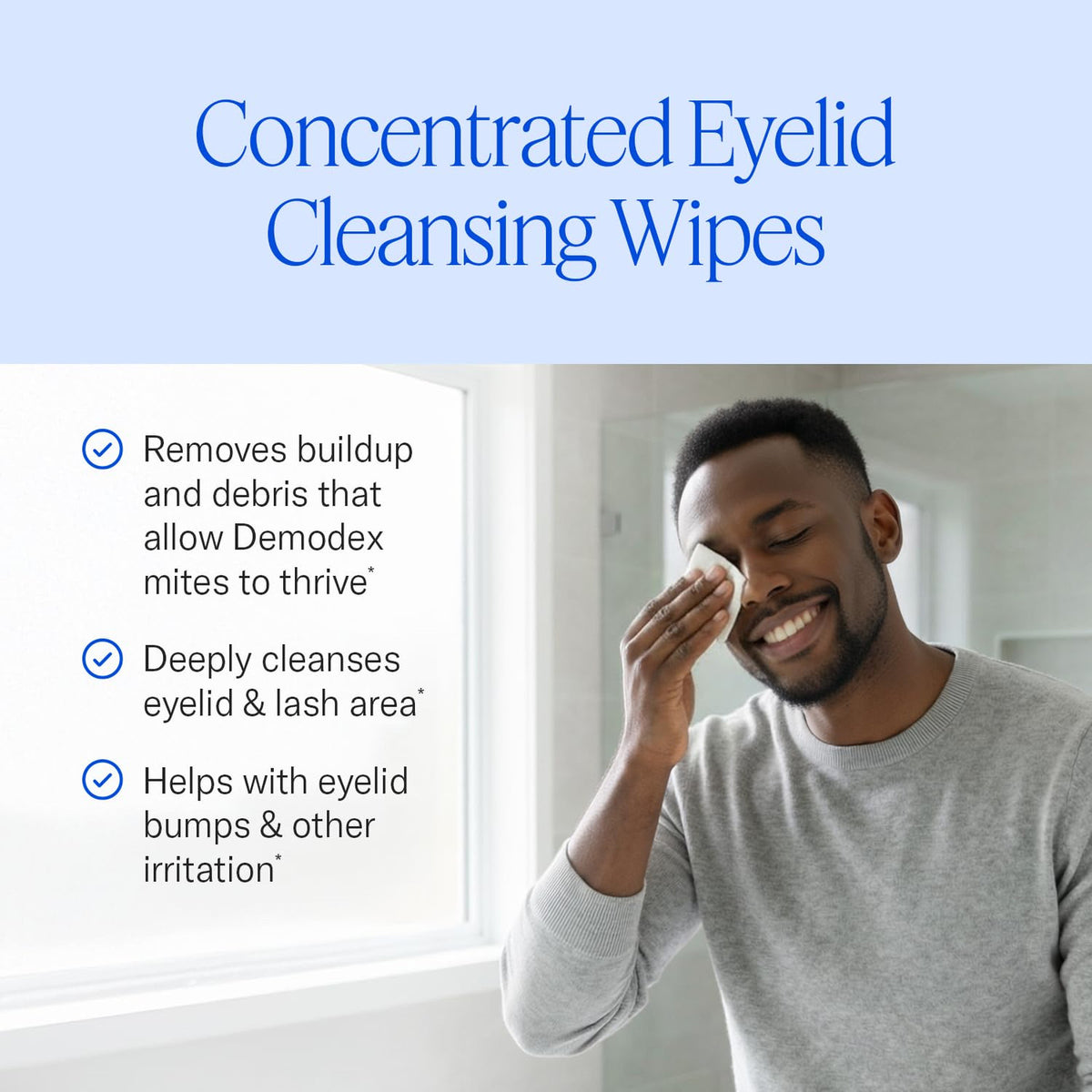Tea Tree Oil Face & Eyelid Cleansing Wipes - Natural, Anti-Demodex, 24 Count