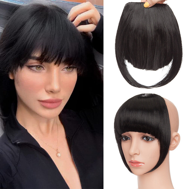 Clip-In Hair Bangs Extensions - Wispy, Natural, 9-inch Styles