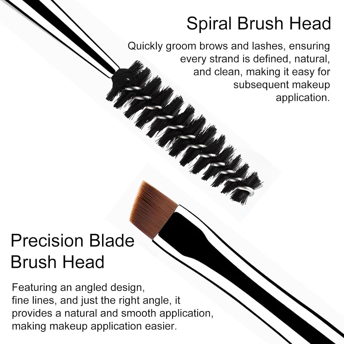 Eyebrow Brush Set with Angled & Spoolie Brushes for Grooming & Lash Separation