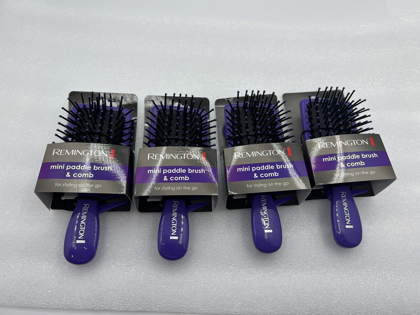 Remington Mini Paddle Hairbrush & Comb Set - Travel Styling Kit (Lot of 4)