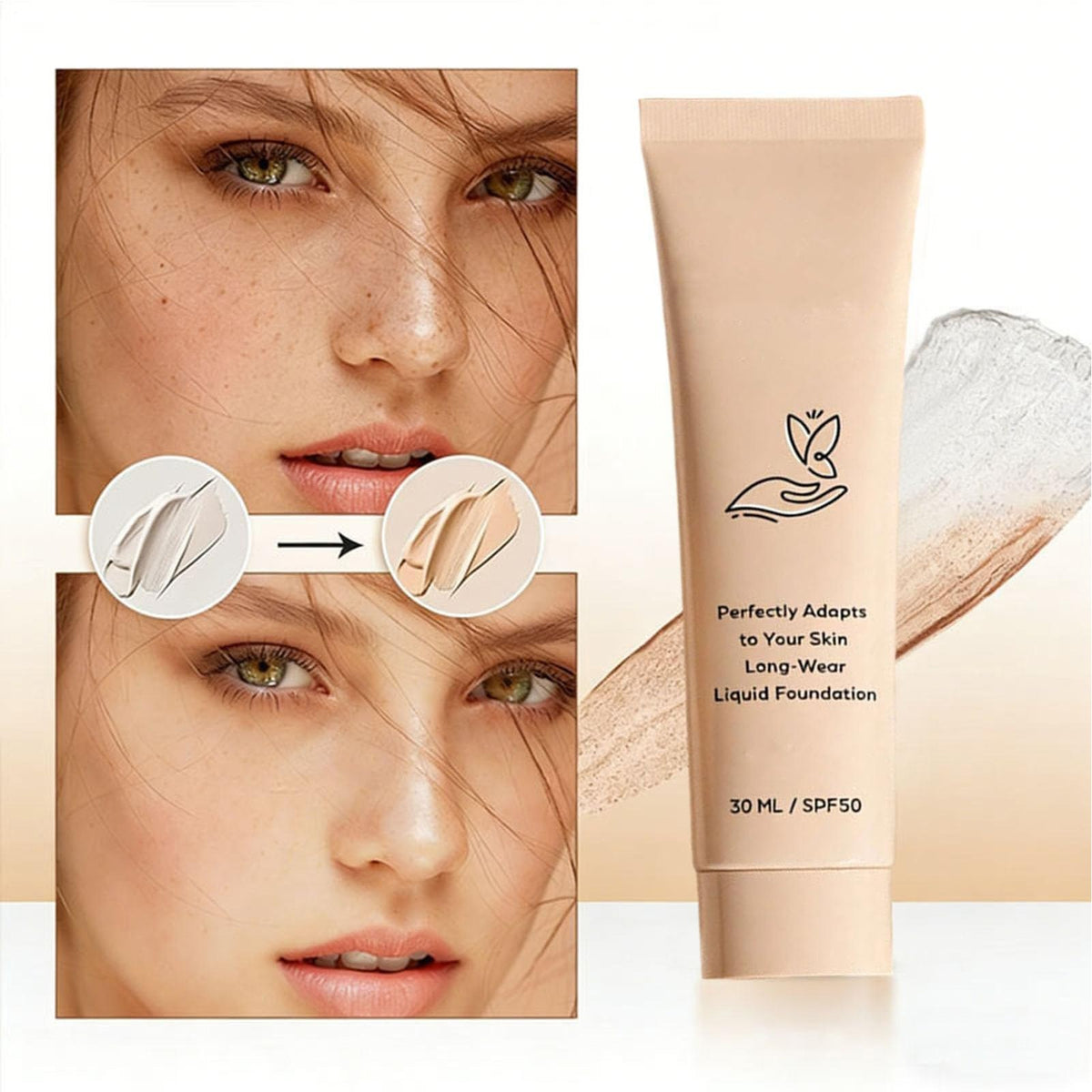Color Changing SPF 50 Foundation for Mature Skin 30ml - Light, Buildable Coverage