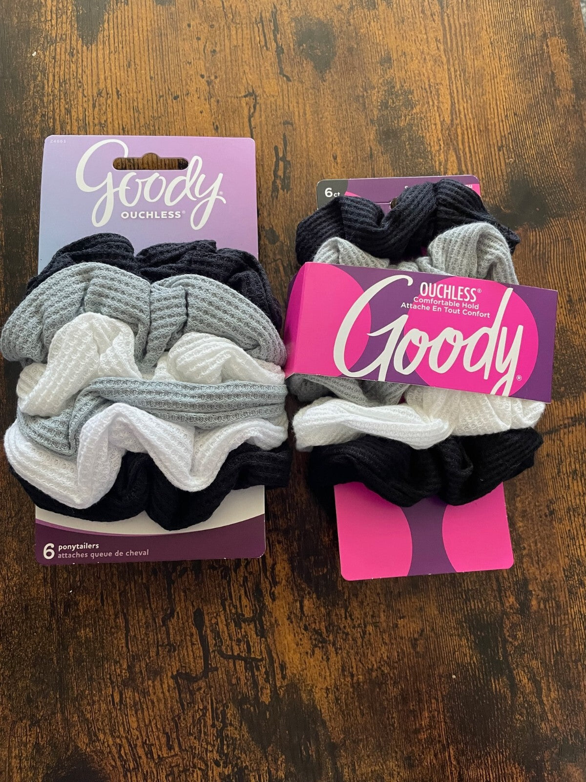 Lot of 2 (6 ct) Goody Ouchless Scrunchies Ponytail Holders 12 total