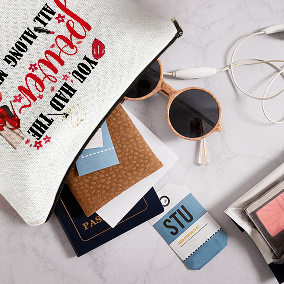 Inspirational Makeup Bag You Had The Power All Along Travel Cosmetic Pouch - Motivational Gift for Women