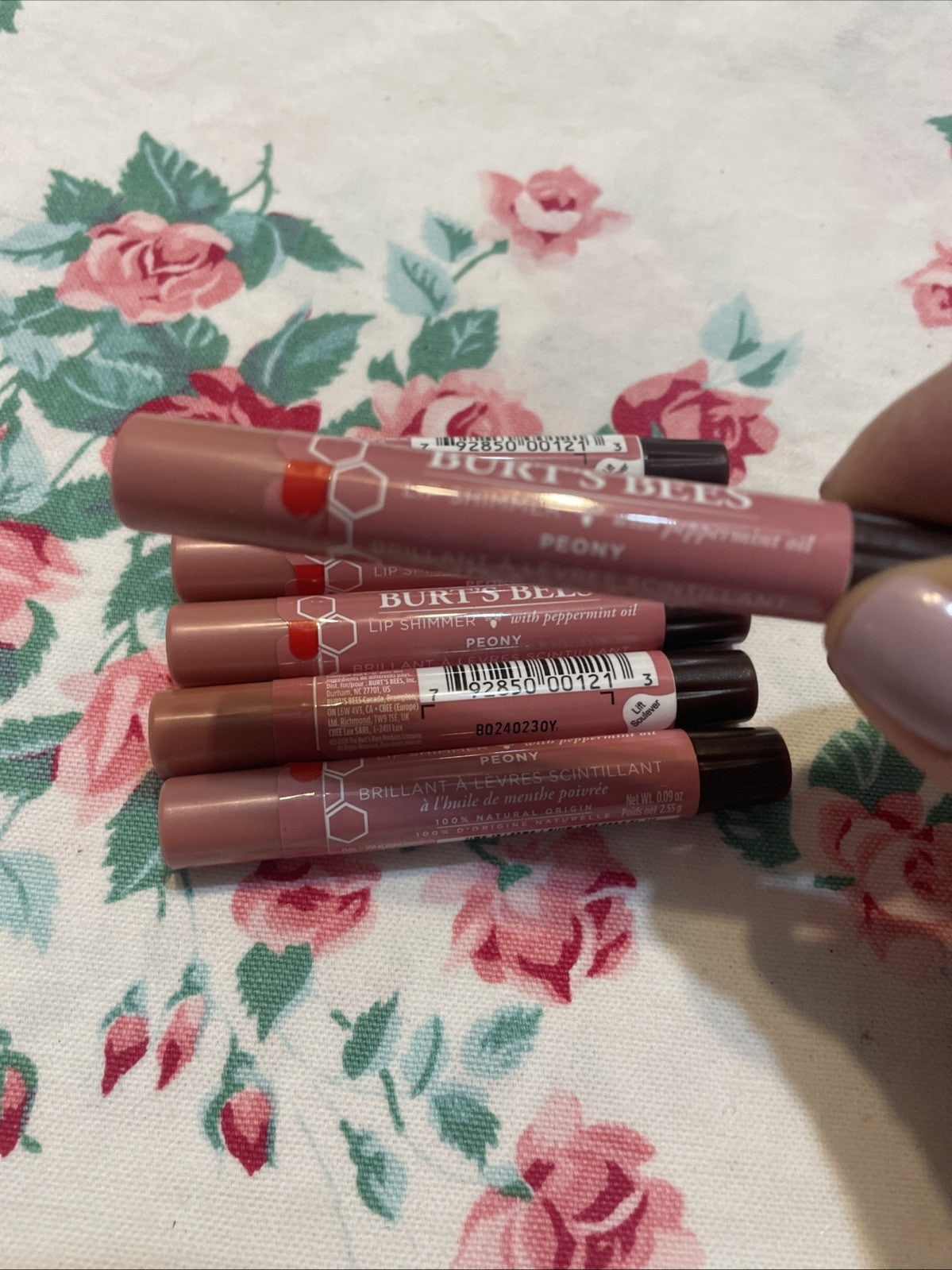 Burt's Bees Lip Shimmer Peony 0.09 Oz Natural Lip Balm with Peppermint Oil