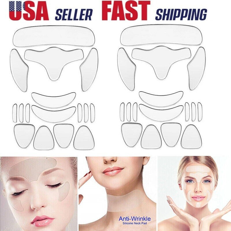 Anti Wrinkle Silicone Face and Neck Patches Set - Reusable Skin Lift Pads