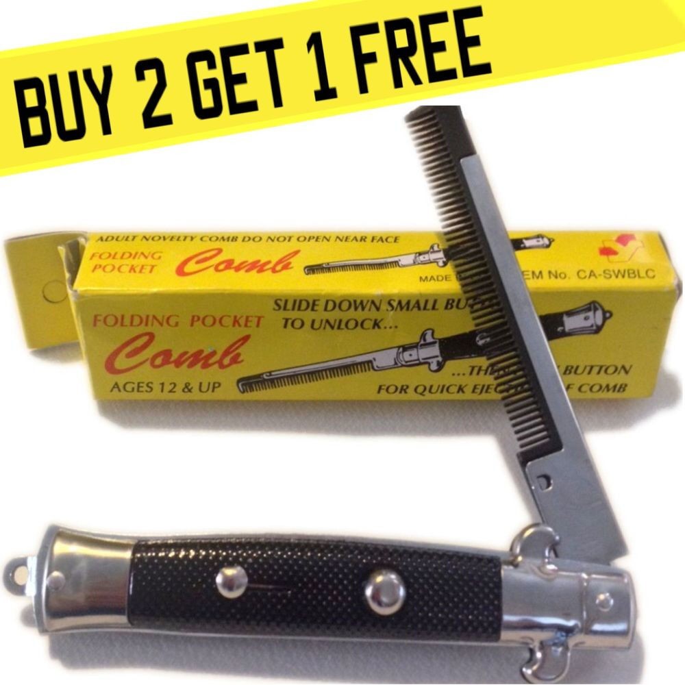 Fake Switchblade Comb Pocket Knife - Novelty Hair Grooming Accessory