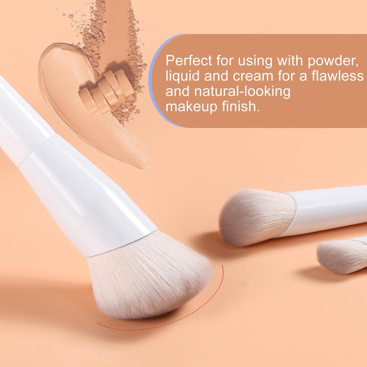 Angled Foundation and Concealer Makeup Brush Set - Premium Synthetic Kabuki Tools