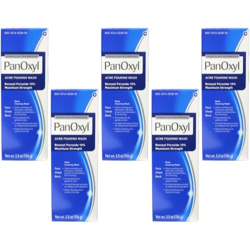 5 Pack Benzoyl Peroxide Acne Face & Body Wash 10% - Clears Pores & Prevents Breakouts