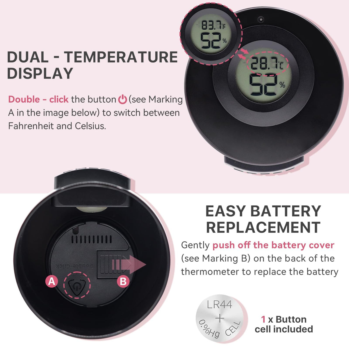 Eyelash Glue Storage Container with Digital Temperature and Humidity Monitor - Black
