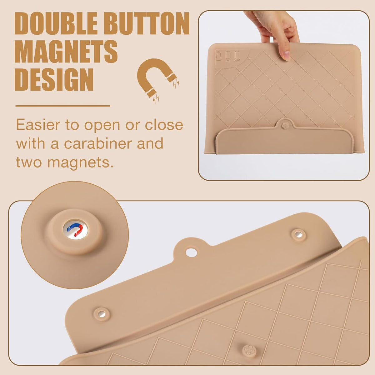 Silicone Makeup Bag for Women - Organizer & Travel Toiletry Bag, Khaki