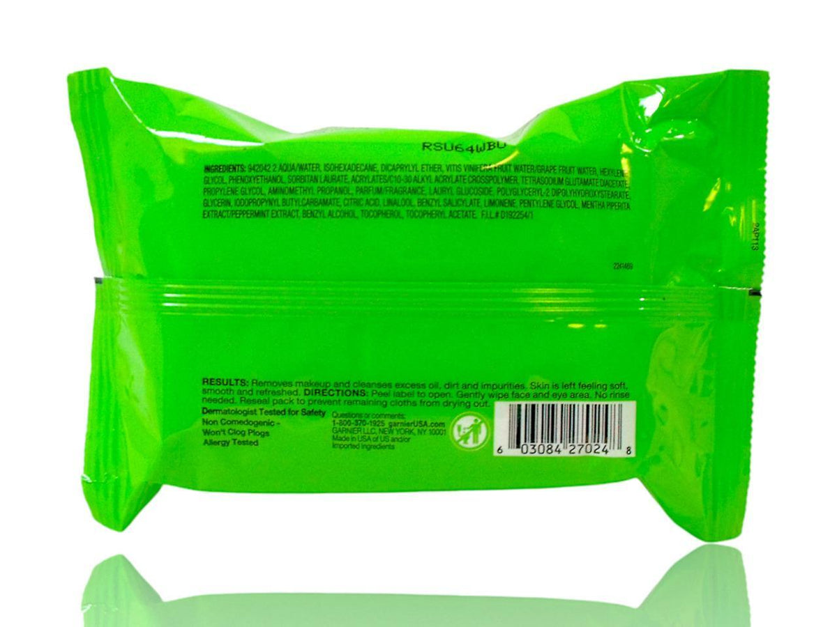 (Lot of 3) Garnier Makeup Remover Wipes for Normal Skin - Cleansing Towelettes with Peppermint