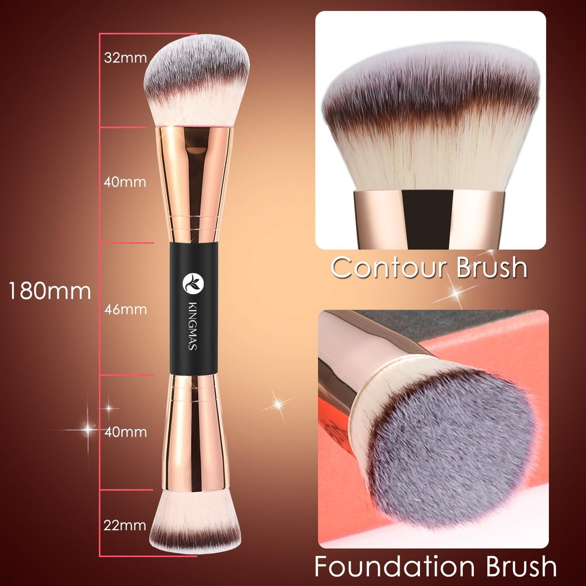 Dual End Face Makeup Brush - Foundation, Concealer, Powder, Blush