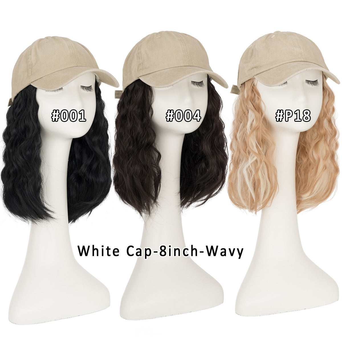 Women Wavy Wig Baseball Cap with Synthetic Hair Adjustable Dad Hat Natural Look