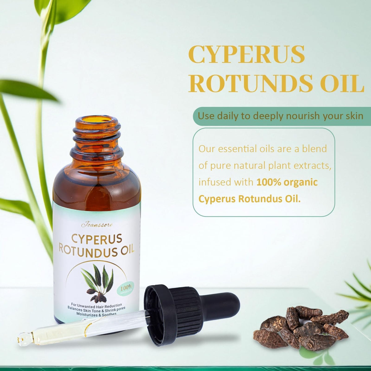 Cyperus Rotundus Hair Removal Oil - Natural Skin Soothing & Hair Growth Reducer, 3 Pack