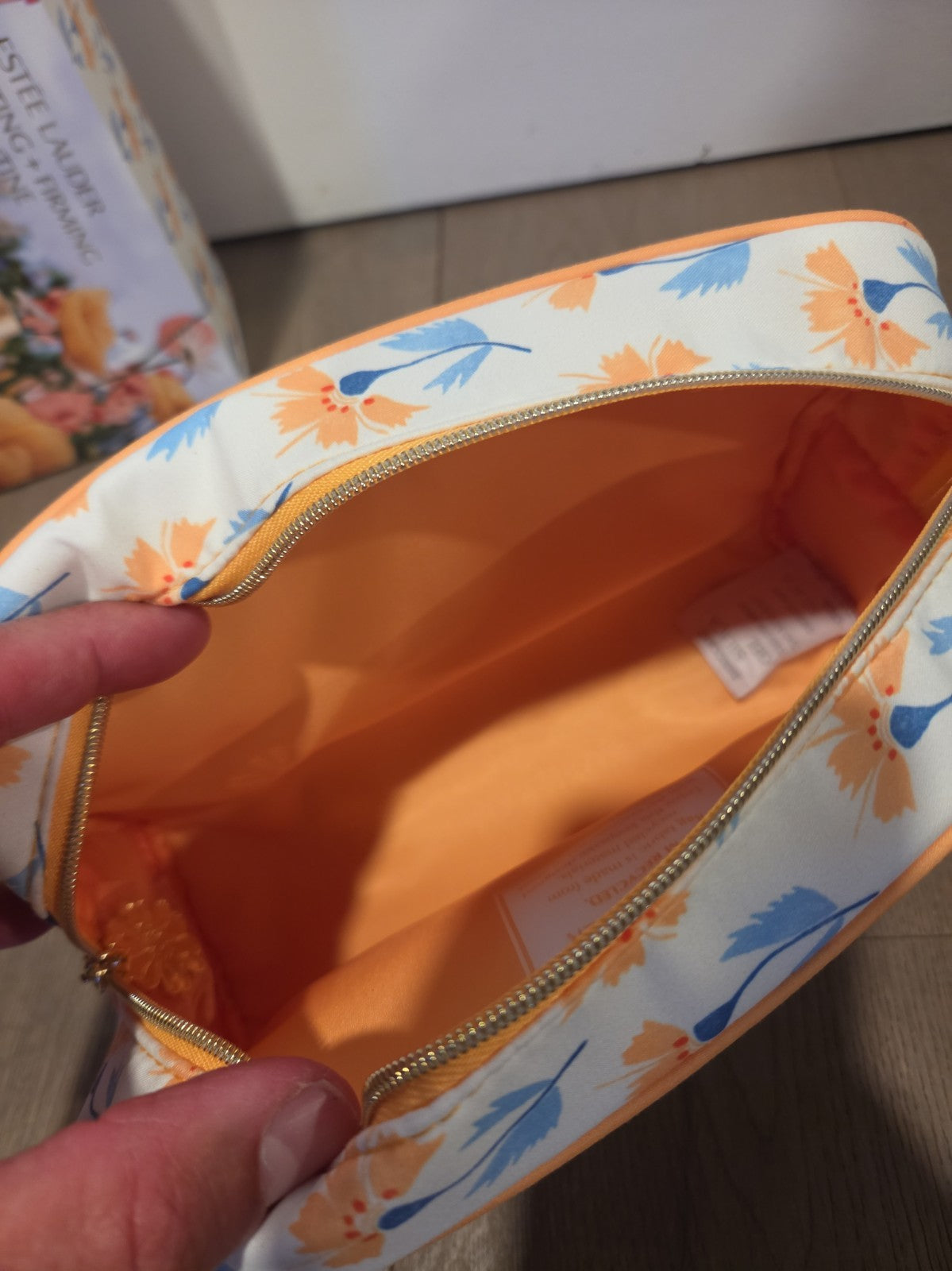 Makeup Cosmetic Bag with Floral Print Zipper Organizer