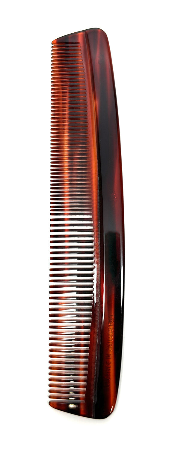 7-Inch Handmade Swiss Cellulose Acetate Comb Tort Brown Wide & Fine Tooth
