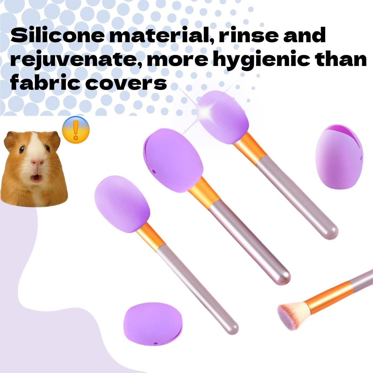 Makeup Brush Covers 3-Piece Silicone Protectors, Reusable Purple