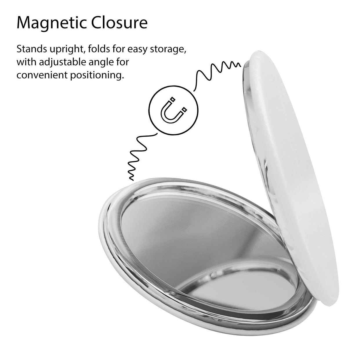 Double-Sided Compact Mirror with PU Leather Cover - 1X/2X Magnification, 2 Pack