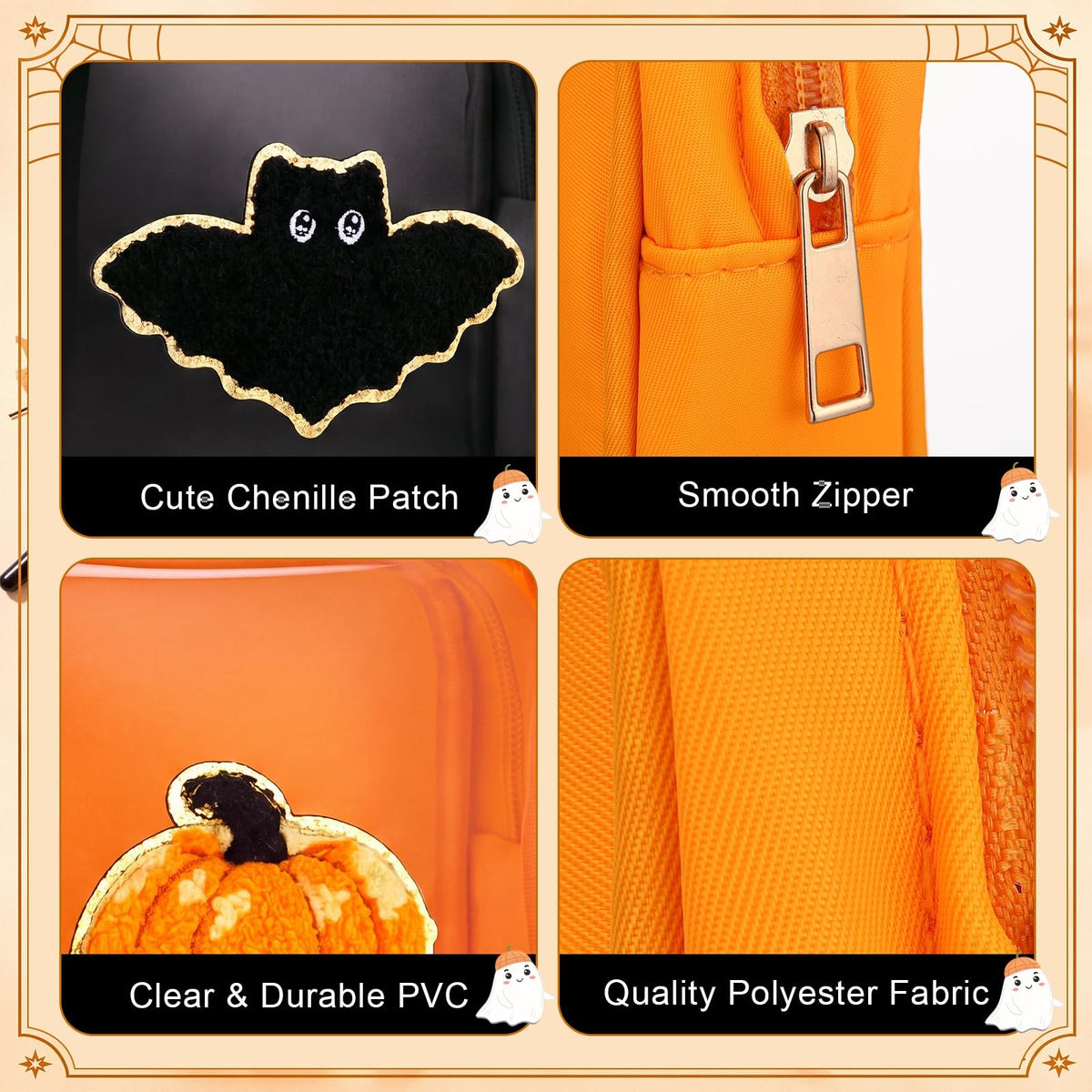 Halloween Makeup Cosmetic Bags Set of 6 - Boo Assorted Colors