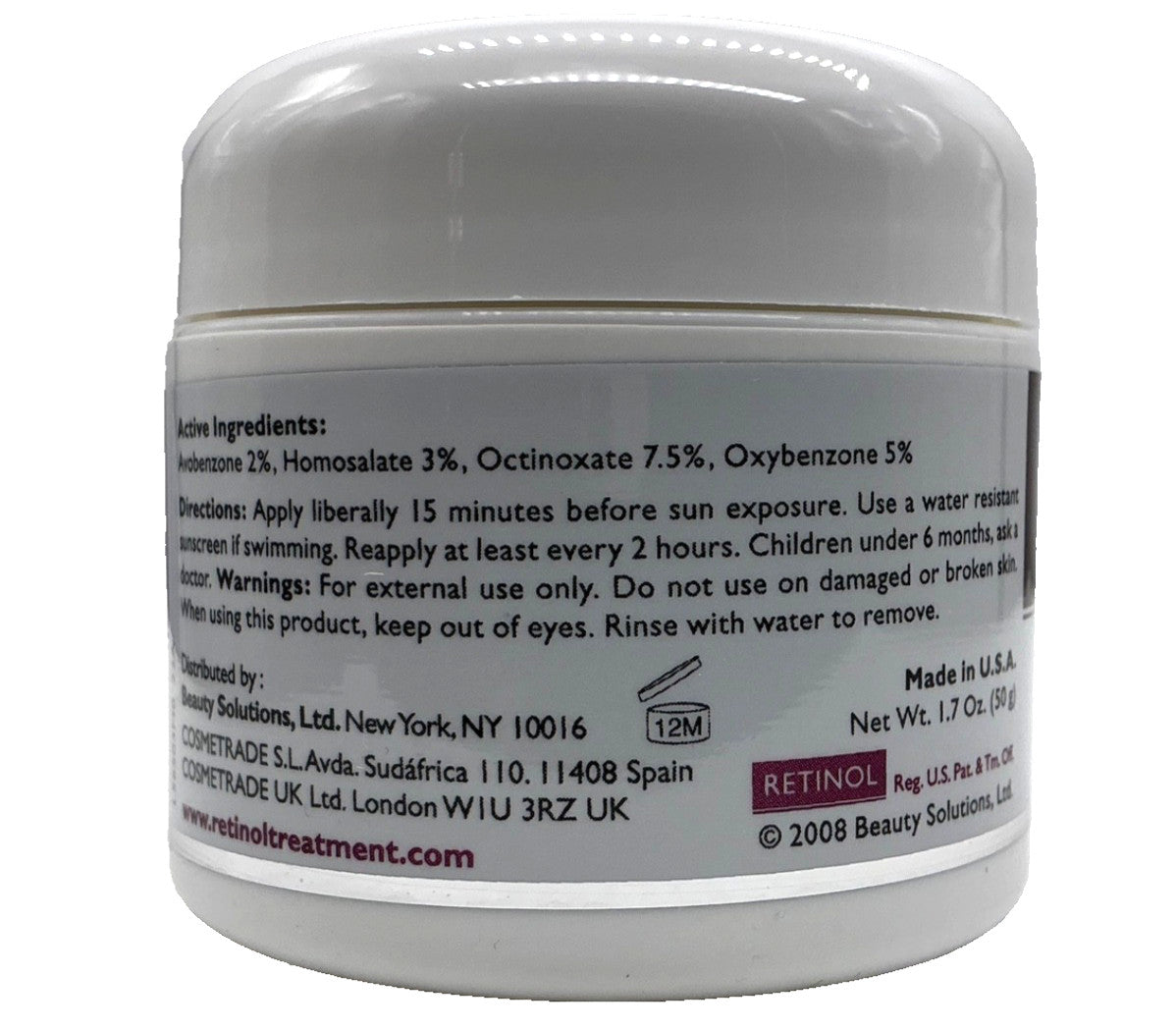 Retinol Day Cream SPF 20 with Vitamins A+C+E - 1.7oz Moisturizer