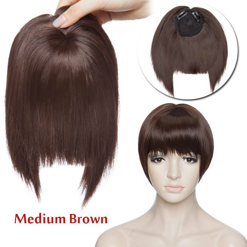 Clip-In Hair Bangs Extensions - Wispy, Natural, 9-inch Styles
