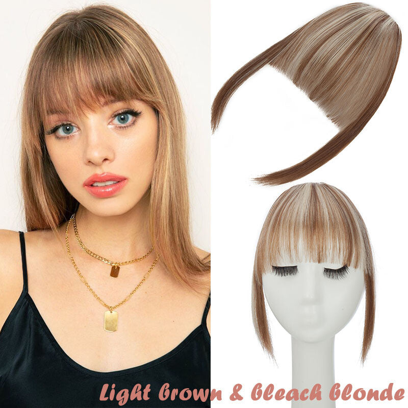 Clip-In Hair Bangs Extensions - Wispy, Natural, 9-inch Styles
