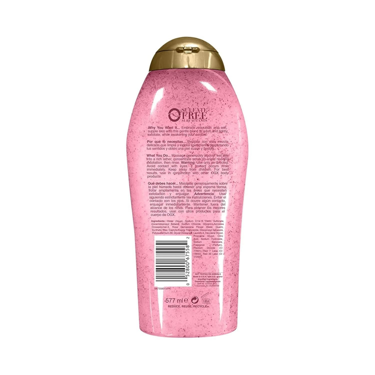 Sensitive Rose Water & Pink Sea Salt Exfoliating Body Scrub - Gentle Daily Wash for Sensitive Skin
