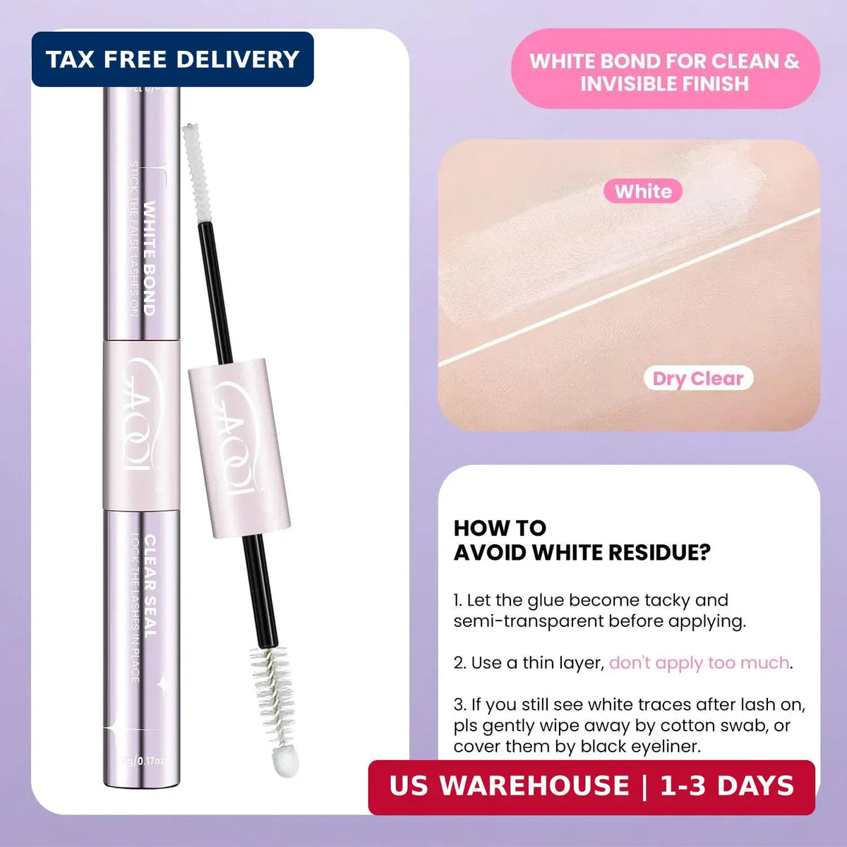 Waterproof Clear Lash Bond and Seal Glue - 10ml for Natural & Sensitive Eyes