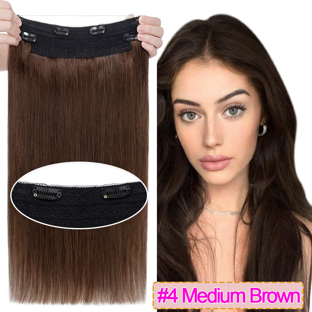 Invisible Wire Clip-In Hair Extensions - 100% Remy Human Hair, Easy to Wear